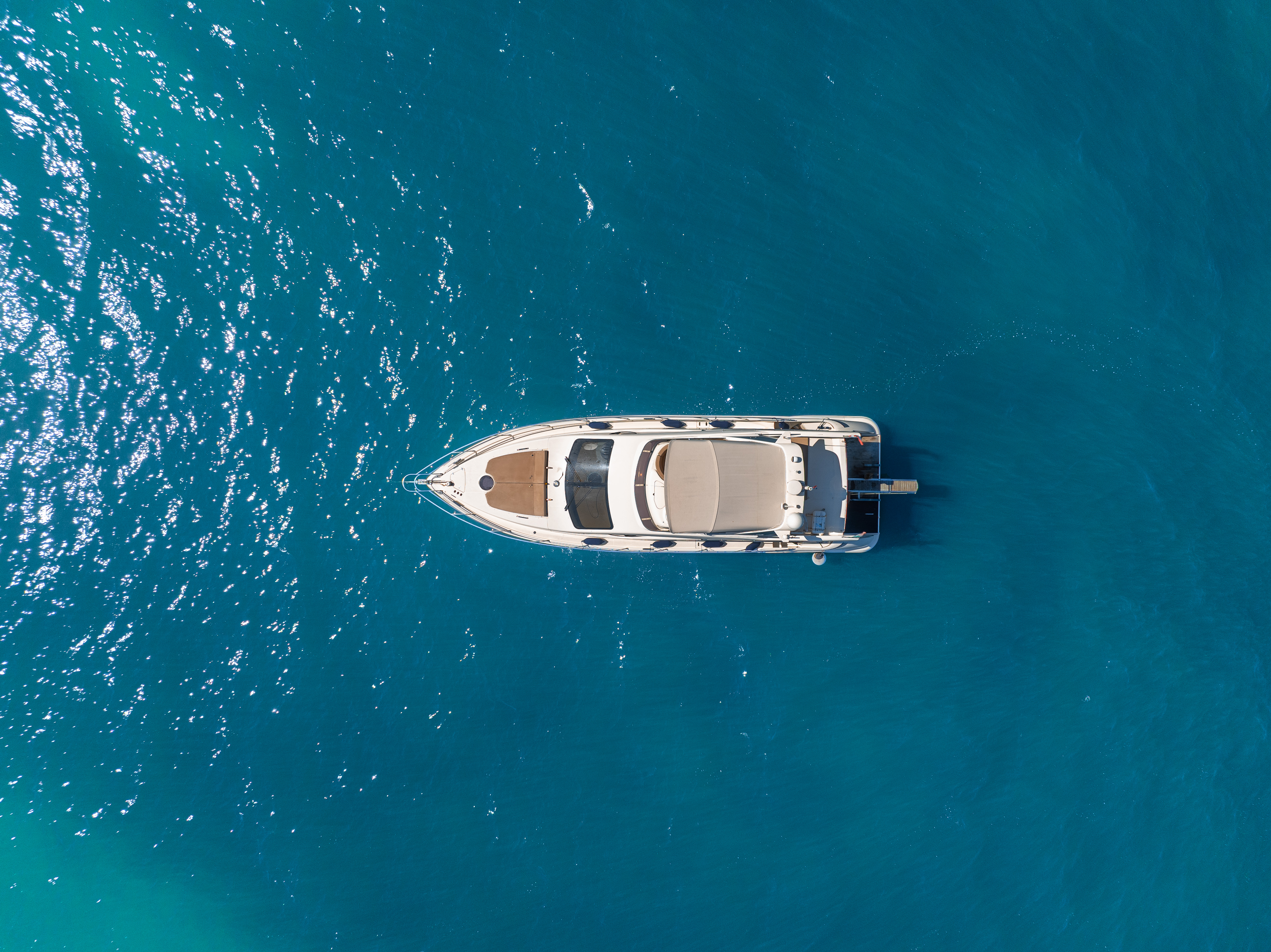 ALYC yacht from above in clear Adriatic water
